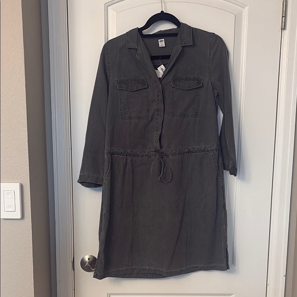 Gray Button-Up Dress